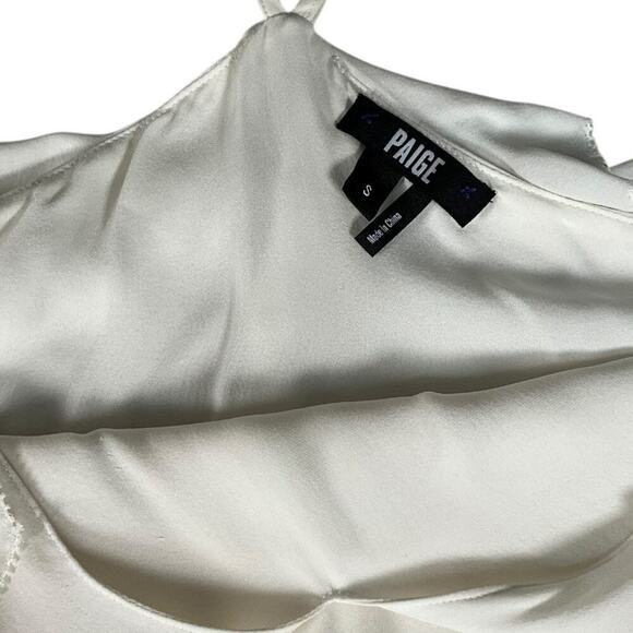 Paige 100% Silk Luciana Top in White Size Small Off Shoulder Sleeve Boho Halter - Picture 14 of 15